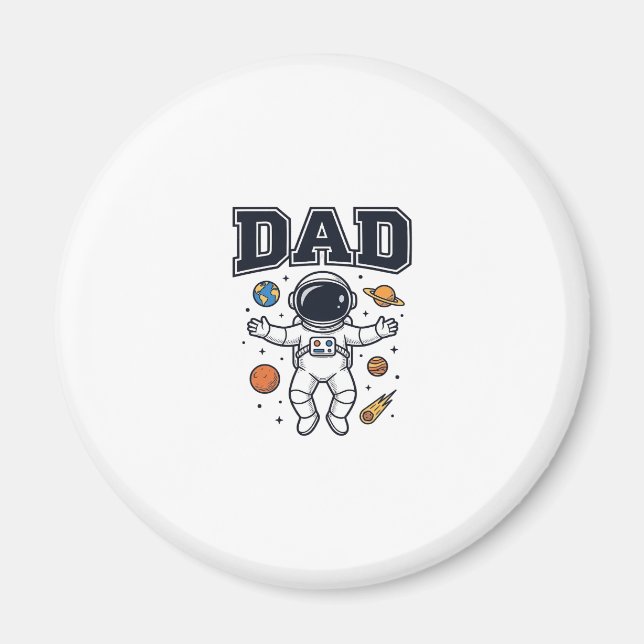 Pappa Astronaut Rymd Vektor Tröja Design_1 Magnet (Framsidan)