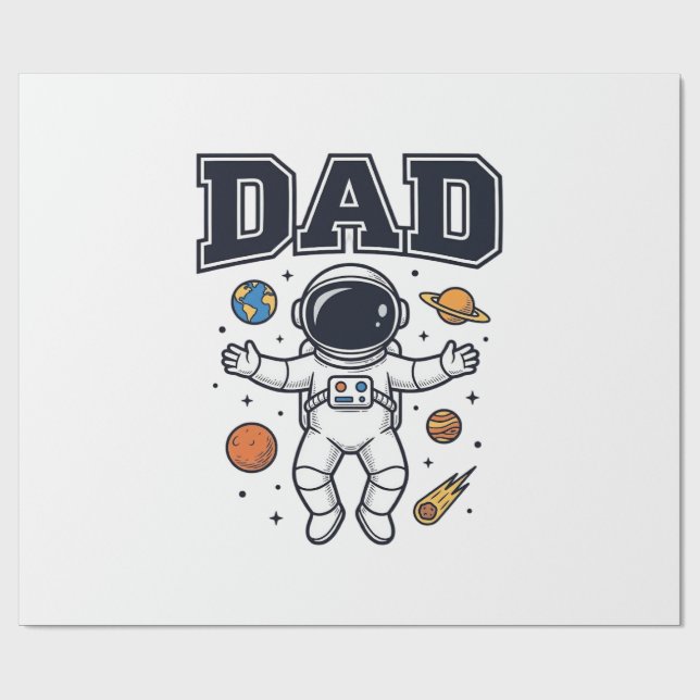 Pappa Astronaut Rymd Vektor Tröja Design_1 Presentpapper (Platt)