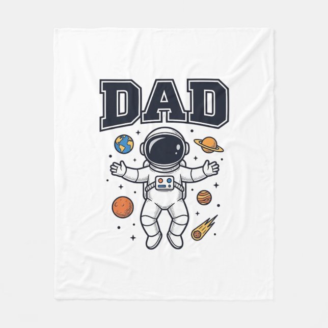 Pappa Astronaut Rymdvektor T-Shirt Design_1 Fleecefilt (Framsidan)