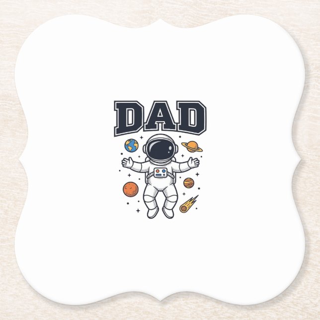 Pappa Astronaut Space Vector T-Shirt Design_1 Underlägg Papper (Framsida)