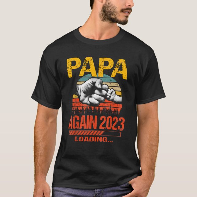 Pappa återigen Est 2023 Loading future Ny pappa s  T Shirt (Framsida)