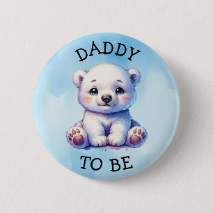 Pappa att vara Arktiska djur Vinter Baby Shower Knapp