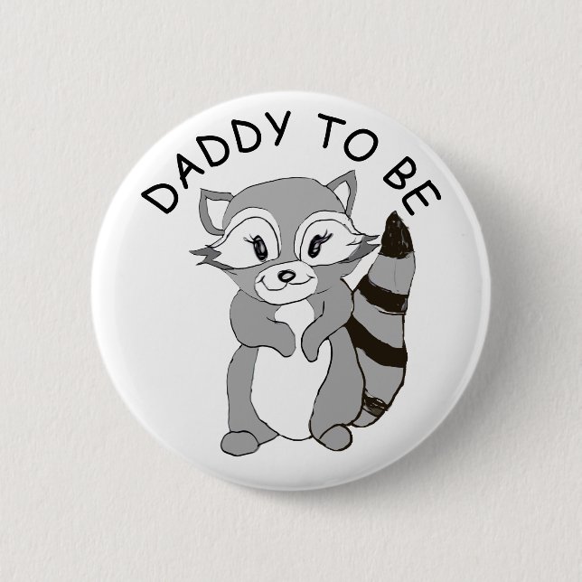 Pappa att vara, Baby Shower Button Little Raccoon Knapp (Framsida)