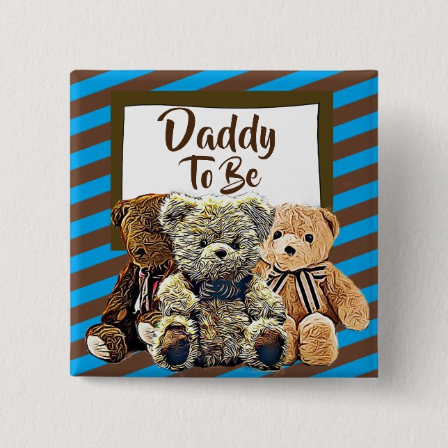Pappa att vara Nalle Baby Shower Knapp (Framsida)