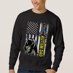 Pappa Autism Awareness American Flagga Gift För ma Lång Ärmad Tröja