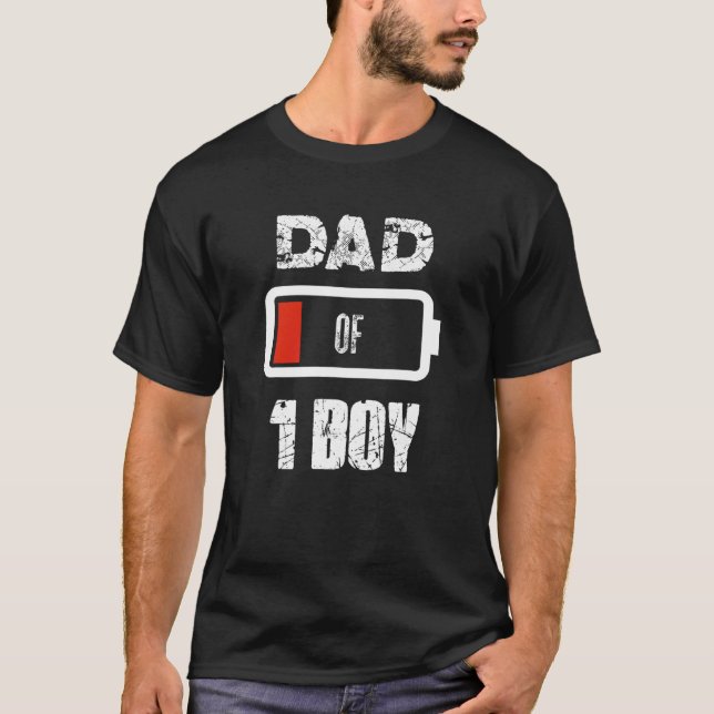 Pappa av 1 pojke lågbatteriladdande Fars dag-utrus T Shirt (Framsida)