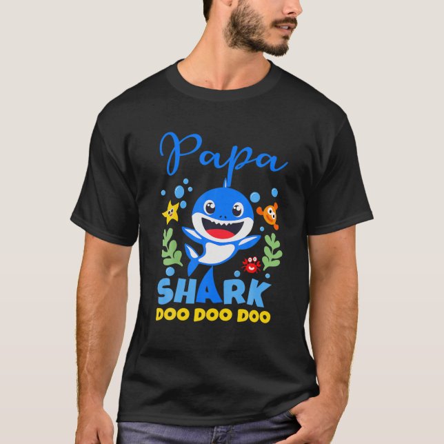Pappa av Baby-hajens födelsedag Pappa T Shirt (Framsida)