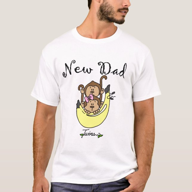 Pappa av twillingar pojke och flickaTshirts och T-shirt (Framsida)