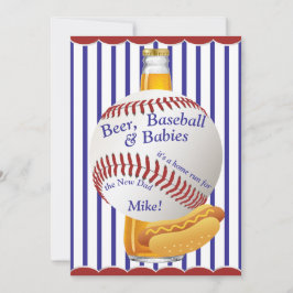 Pappa Baby Shower Beer Baseball och Spädbarn Inbjudningar
