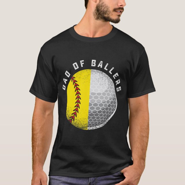 Pappa Ballers Funny Golf Softball Gift från Son el T Shirt (Framsida)