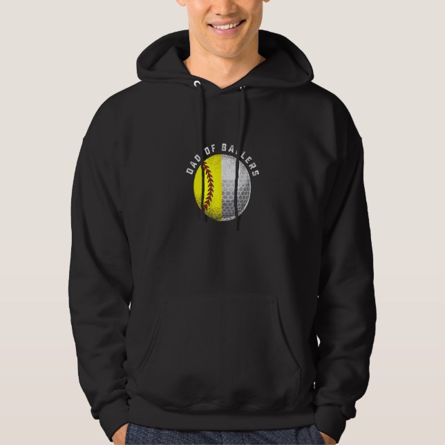 Pappa Ballers Golf Softball från son eller dotter Hoodie (Framsida)