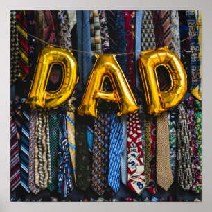 Pappa-ballonger i Guld med färgfull Slipsar Poster