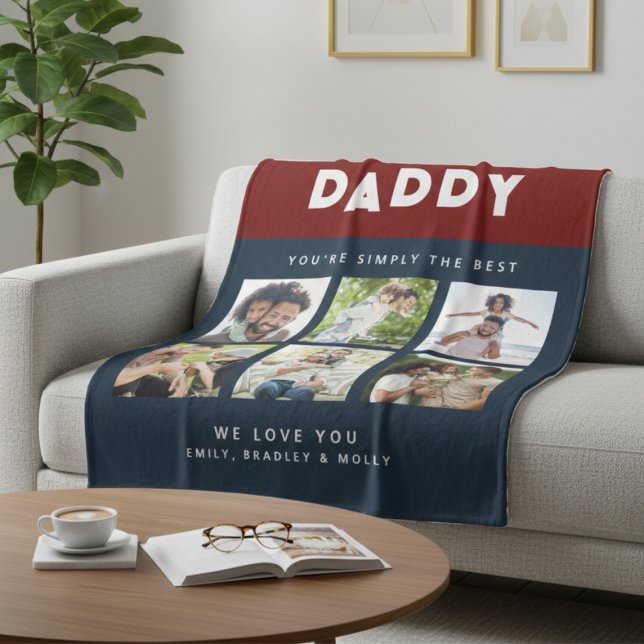 Pappa, bara Personligen Best Photo Collage Fleecefilt (Skapare uppladdad)