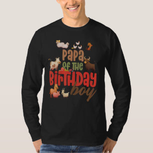 Pappa Barn Animals Farm Land Birthday Crew Tema T Shirt