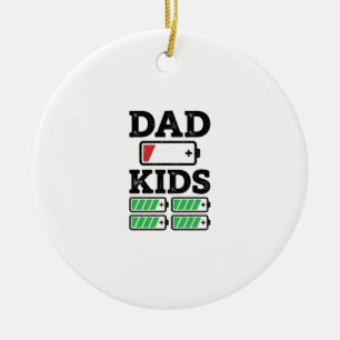 Pappa Barn Batteri Rolig Vintage Vektor T-Shirt De Julgransprydnad Keramik