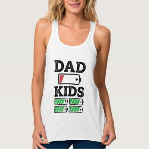 Pappa Barn Batteri Rolig Vintage Vektor T-Shirt De Linne Med Racerback