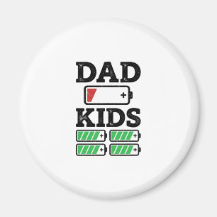 Pappa Barn Batteri Rolig Vintage Vektor T-Shirt De Magnet