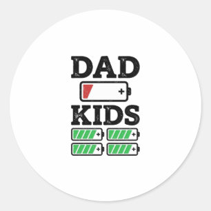 Pappa Barn Batteri Rolig Vintage Vektor T-Shirt De Runt Klistermärke
