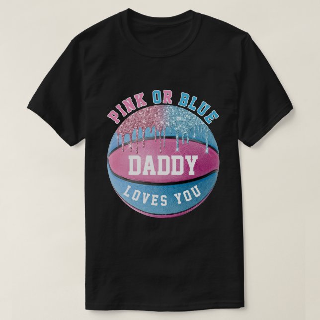 Pappa Basketboll Könsuppenbaring T-Shirt (Design framsida)