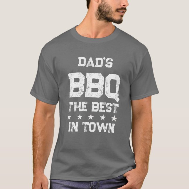 Pappa BBQ Best in Town Fars dag Chef Barbeque T Shirt (Framsida)