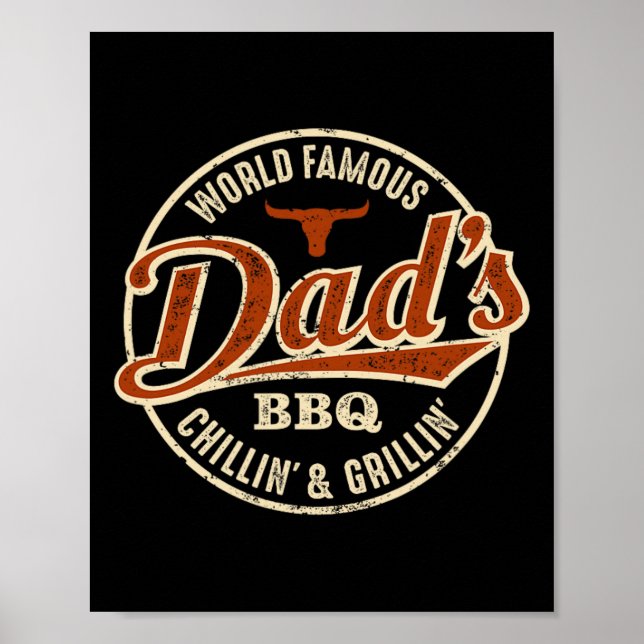 Pappa Bbq Chilling and Grilling Vintage Poster (Framsidan)