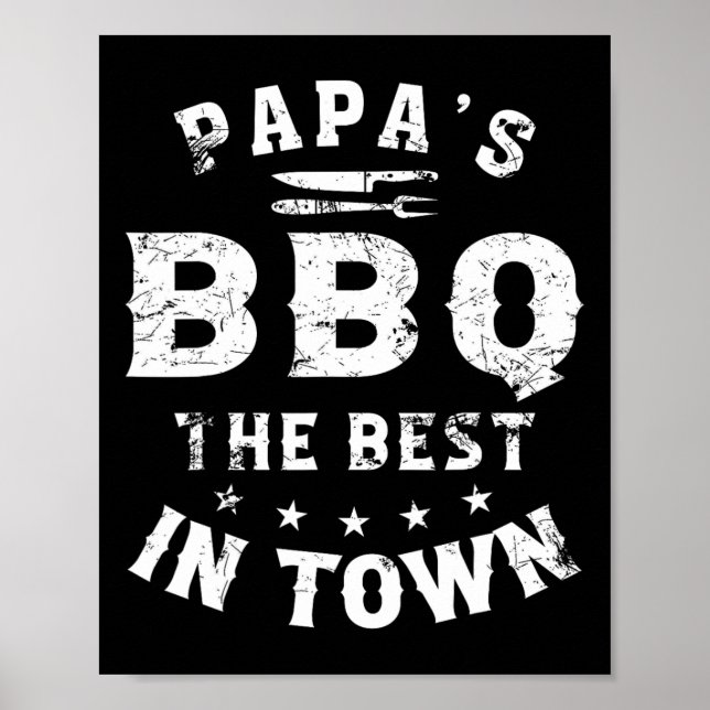 Pappa Bbq The Best in Town Funny Fars dag Poster (Framsidan)