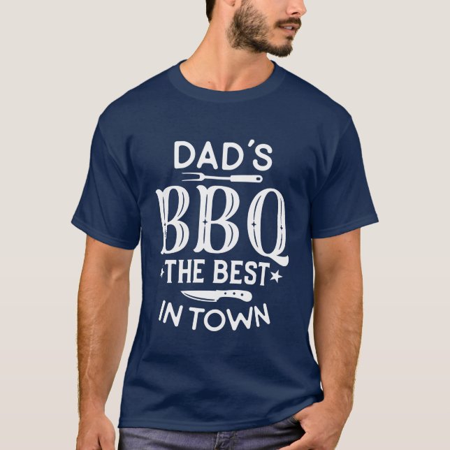 Pappa BBQ the Best in Town Grilling T Shirt (Framsida)