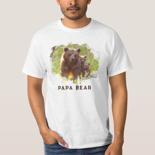 *~* PAPPA BEAR 2 Unge Art Fars dag Gift AP86 T Shirt (Framsida)