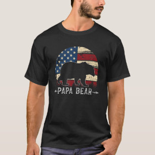 Pappa Bear American Flagga 4 juli Fars dag T Shirt