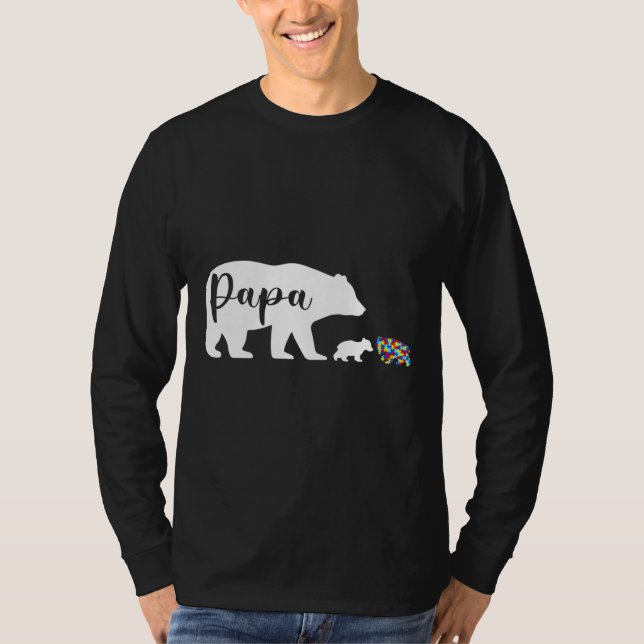 Pappa Bear Autism Awareness Kärlek Support Family  T Shirt (Framsida)