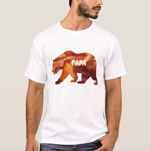Pappa Bear Beer Bacon Shirt - Funny Manar Tee! T (Framsida)