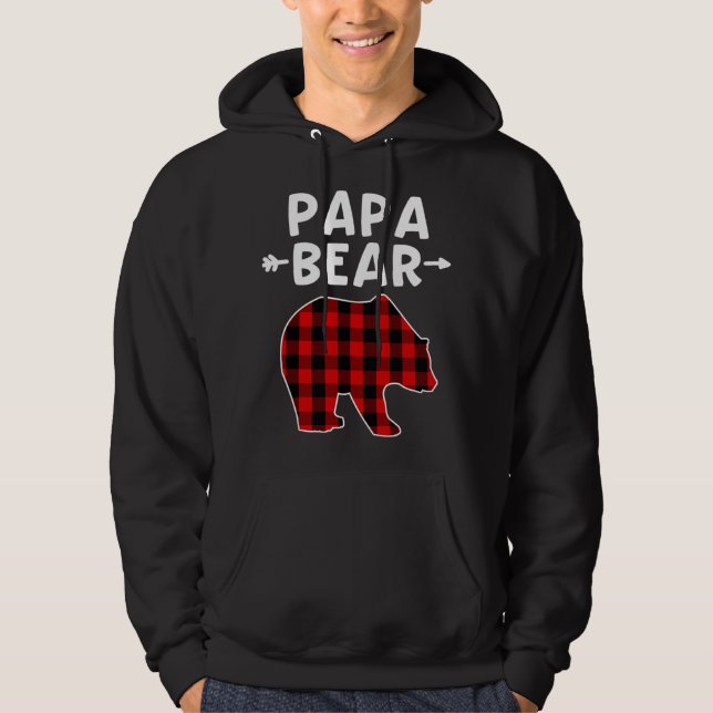 Pappa Bear Black and Red Play Bear Grandpa Christm Hoodie (Framsida)