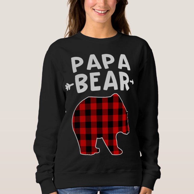Pappa Bear Black and Red Play Bear Grandpa Christm T Shirt (Framsida)