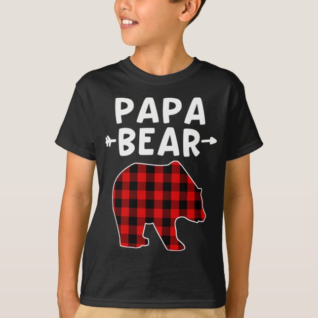 Pappa Bear Black and Red Play Bear Grandpa Christm T Shirt (Framsida)