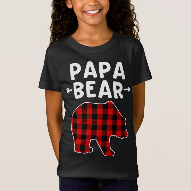Pappa Bear Black and Red Play Bear Grandpa Christm T Shirt (Framsida)