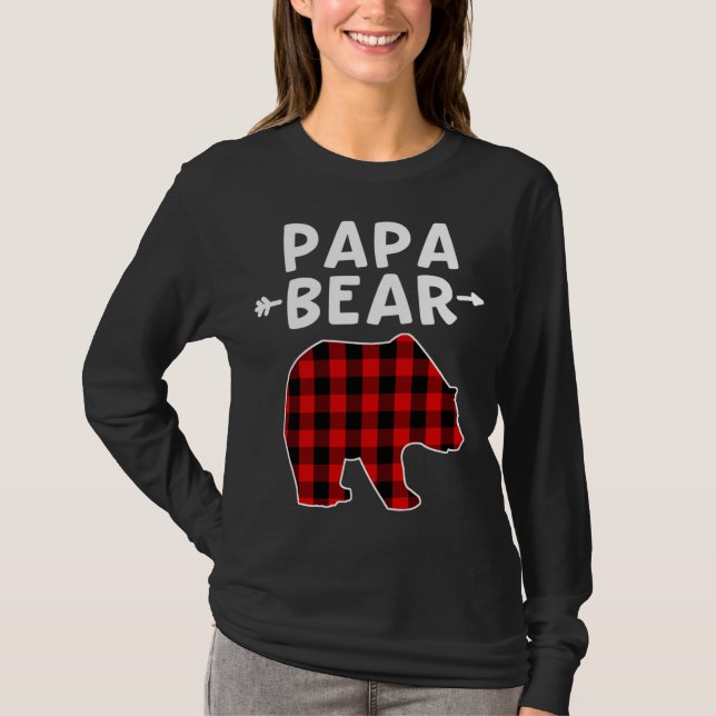 Pappa Bear Black and Red Play Bear Grandpa Christm T Shirt (Framsida)