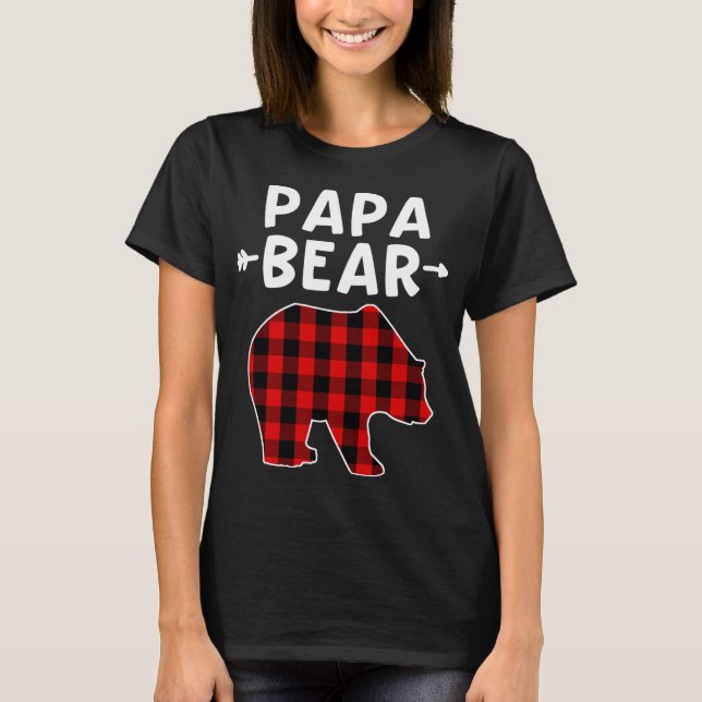 Pappa Bear Black and Red Play Bear Grandpa Christm T Shirt (Framsida)