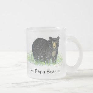 ~Pappa Bear ~ Black Bear Lg glass mugg