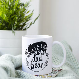 Pappa Bear Blommigt Black and White Kaffemugg