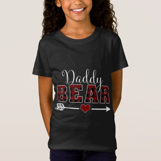 Pappa Bear Buffalo Plade Arrow Heart Pappa jul T Shirt (Framsida)