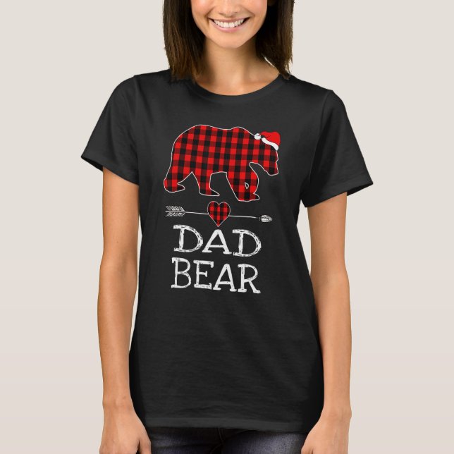 Pappa Bear Buffalo Plade Santa Arrow Jul Famil Fam T Shirt (Framsida)