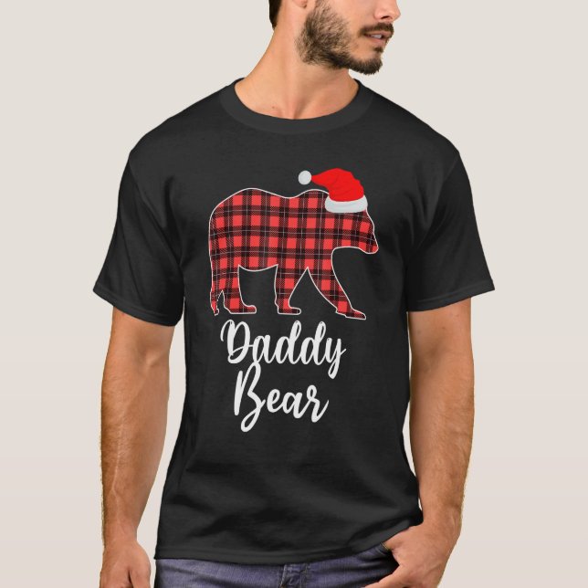 Pappa Bear Buffalo Red Plade jul Pajama Fami T Shirt (Framsida)