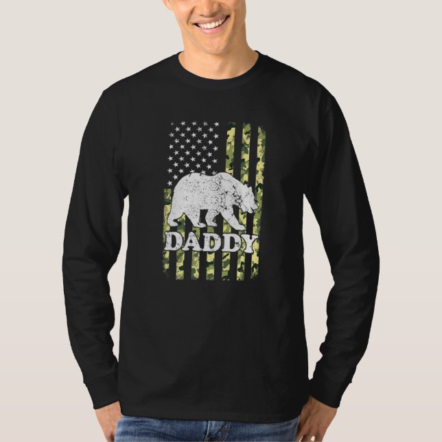 Pappa Bear Camping Hiking Camouflage Förenta state T Shirt (Framsida)