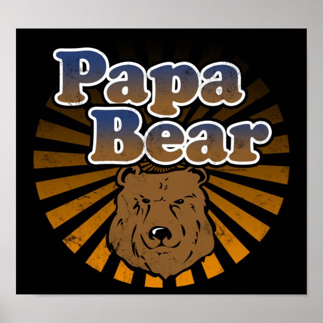 Pappa Bear, Coola Fars dag Vintage  Poster (Framsidan)