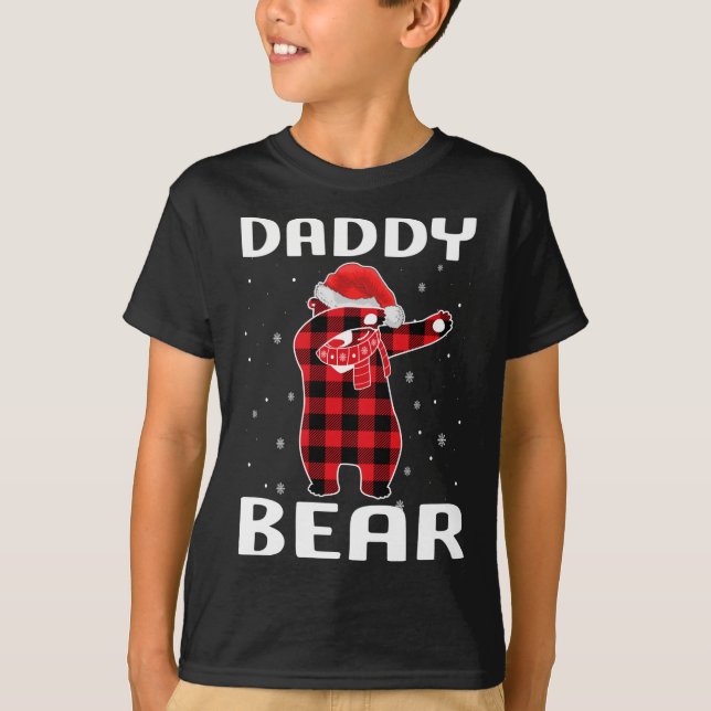 Pappa Bear Dabbing jul Pajama with Santa Hat T Shirt (Framsida)