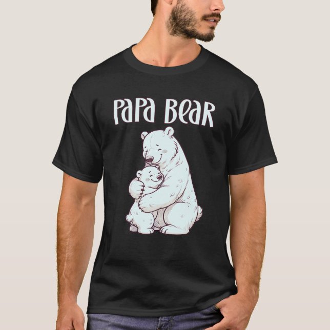 Pappa Bear Fars dag Polar Bear Hug T Shirt (Framsida)