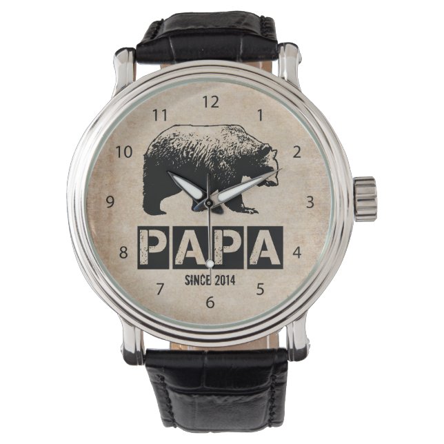 Pappa Bear for Pappa 2014, Grunge Black Armbandsur (Framsida)