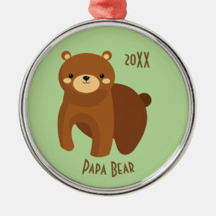 Pappa Bear Fostering Kärlek God jul daterad Julgransprydnad Metall
