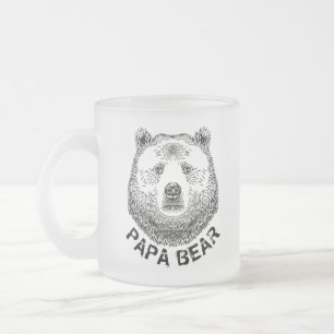 Pappa Bear, Hand plockade Illustration Frostad Glasmugg