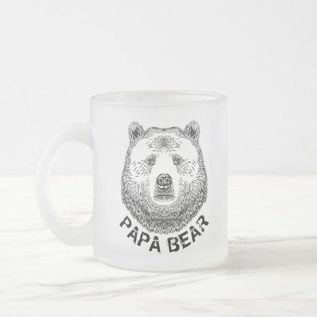 Pappa Bear, Hand plockade Illustration Frostad Glasmugg (Vänster)